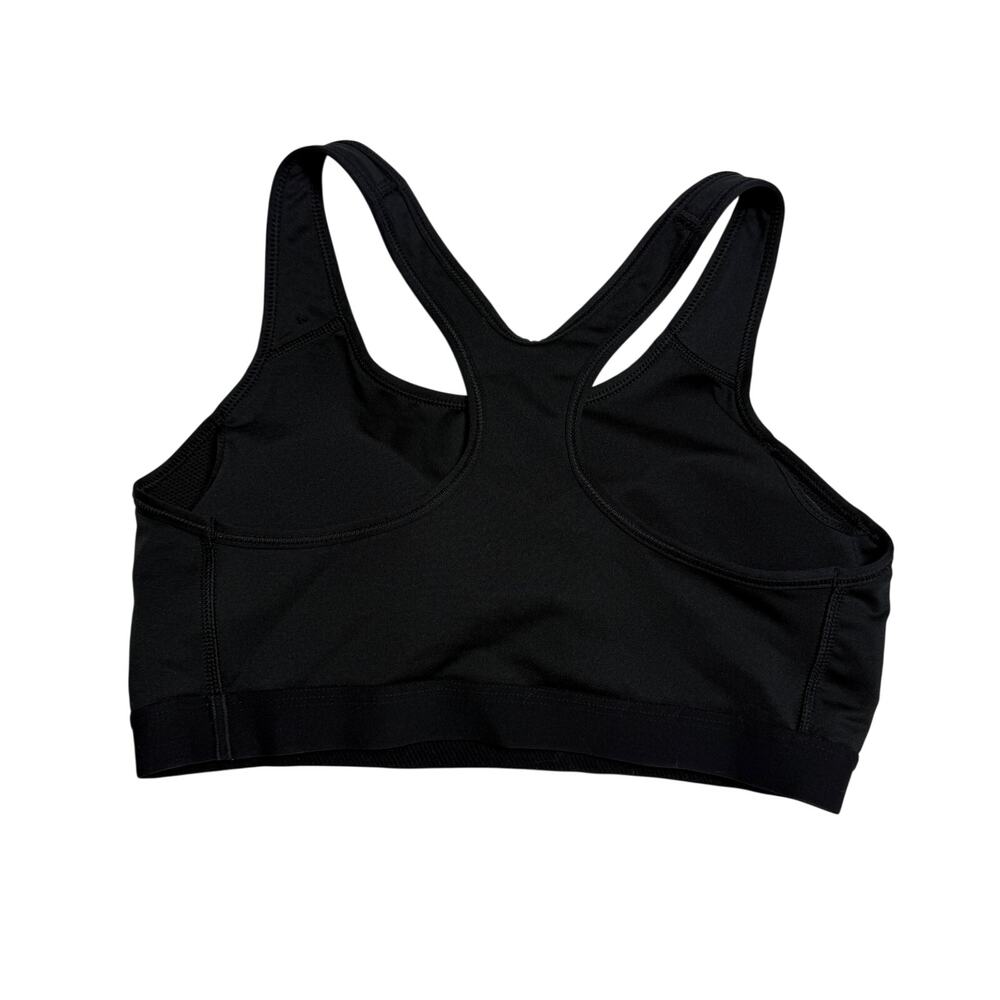 Nike Dri-Fit Padded Sports Bra Size Large Black White Swoosh Racerback Active - Picture 2 of 3